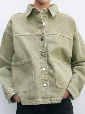 Zara Light Olive Green Overshirt Jacket